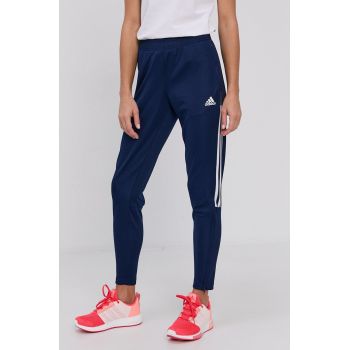 Adidas Performance Pantaloni GM4495 femei, culoarea albastru marin, cu imprimeu