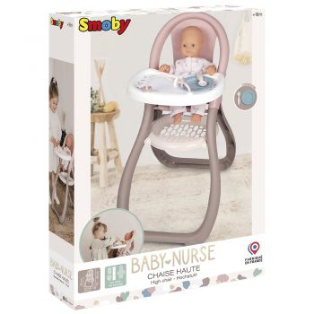 Scaun de masa pentru papusi Smoby Baby Nurse maro la reducere