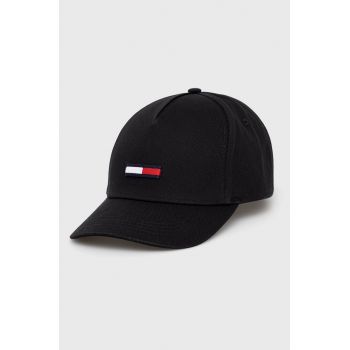 Tommy Jeans șapcă culoarea negru, material neted