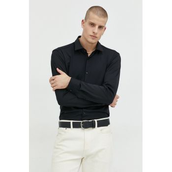 HUGO cămașă bărbați, culoarea negru, cu guler clasic, slim 50481195