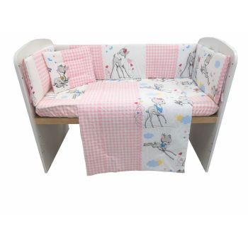 Set lenjerie patut cu 5 piese 120x60 cm Pink Fawns