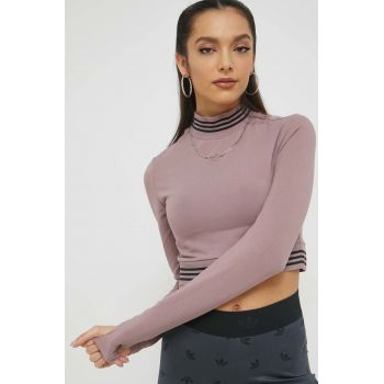 adidas Originals longsleeve femei, culoarea roz, cu turtleneck de firma original