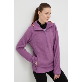 Helly Hansen hanorac Powderqueen femei, culoarea violet, cu glugă, neted ieftin