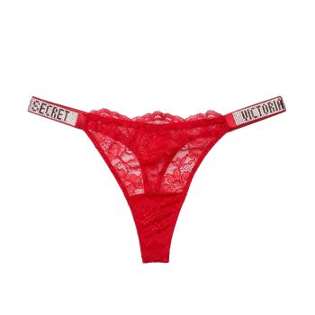 Bombshell shine strap lace thong panty s