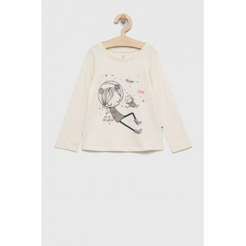 GAP longsleeve din bumbac pentru copii culoarea bej