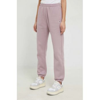 Champion pantaloni de trening femei, culoarea violet, neted 115487-ASB