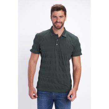 Tricou polo din bumbac cu model in dungi