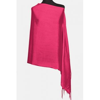 Esarfa fucsia din cashmere subtire dreptunghiulara