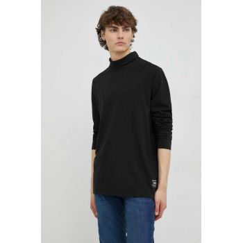 Levi's longsleeve din bumbac culoarea negru, neted