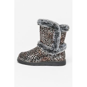 Cizme slip-on cu model animal print metalizat Aldouxa