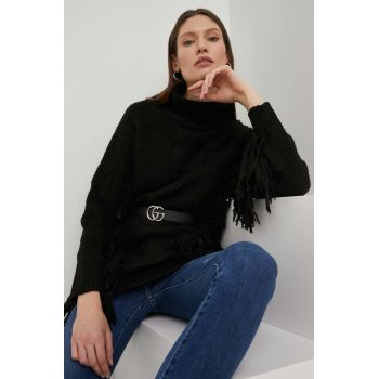 Answear Lab pulover femei, culoarea negru, călduros, cu guler