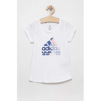 Adidas tricou de bumbac pentru copii culoarea alb