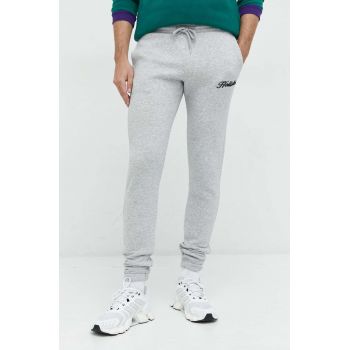 Hollister Co. pantaloni de trening barbati, culoarea gri, melanj