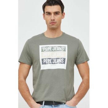 Pepe Jeans tricou din bumbac Acee culoarea verde, cu imprimeu