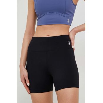 Juicy Couture pantaloni scurți de antrenament Liza femei, culoarea negru, neted, high waist ieftini