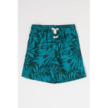 Pantaloni scurti cu model tropical si buzunare oblice