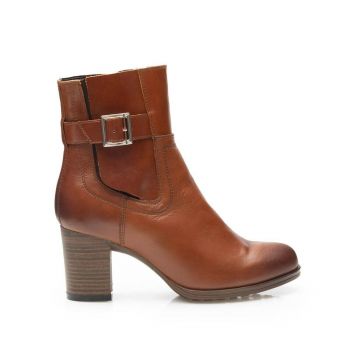 Botine dama din piele naturala, Leofex - 072 Cognac Box la reducere