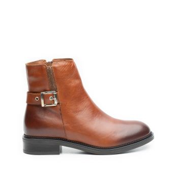 Botine dama din piele naturala, Leofex - 557-1 Cognac Box la reducere