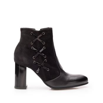 Botine dama elegante din piele naturala - Arien Negru Box Velur