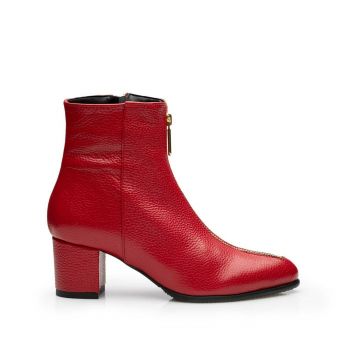 Botine elegante dama din piele naturala - 2120 Rosu box la reducere