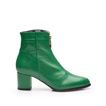 Botine elegante dama din piele naturala - 2120 Verde Box