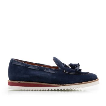 Mocasini casual damă din piele naturală, Leofex- 202 Blue Velur