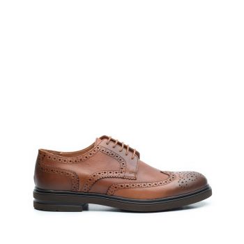 Pantofi casual barbati din piele naturala, Leofex - 996 Cognac Box