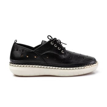 Pantofi casual dama din piele naturala, Leofex - 242 negru box