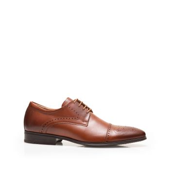 Pantofi eleganti barbati din piele naturala, Leofex - 529 Cognac box