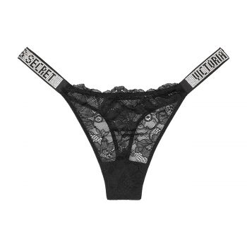 Bombshell shine strap lace thong panty l