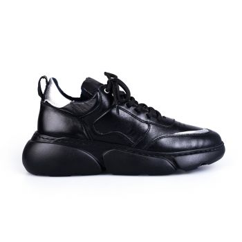 Pantofi sport damă din piele naturală, Leofex- 239 Negru box