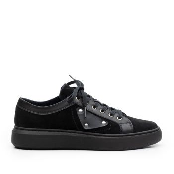 Sneakers damă din piele naturală, Leofex - 309 negru velur+box ieftini