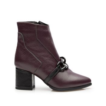 Botine elegante damă din piele naturală - 21193 Mov Inchis la reducere