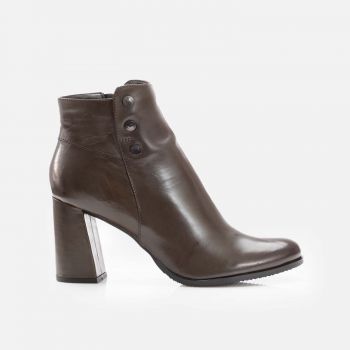 Botine damă elegante din piele naturală, Leofex - 346 Kaki Box la reducere