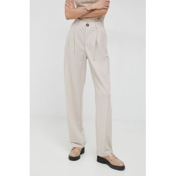 Pepe Jeans pantaloni Colette femei, culoarea bej, drept, high waist