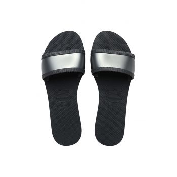 Havaianas slapi 4147238-0074P femei, culoarea gri, cu toc plat