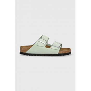 Birkenstock papuci din piele Arizona SFB femei, culoarea verde, 1024213 1024213-Matcha