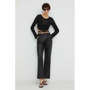 Résumé pantaloni femei, culoarea negru, drept, high waist