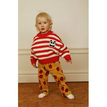 Mini Rodini pantaloni de bumbac pentru copii culoarea galben, modelator