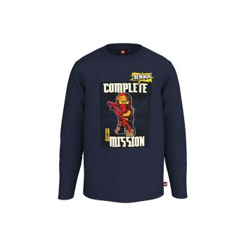 Lego longsleeve din bumbac pentru copii culoarea albastru marin, cu imprimeu