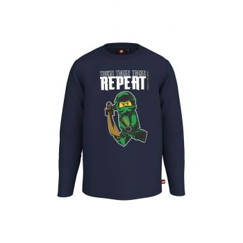 Lego longsleeve din bumbac pentru copii x Ninjago culoarea albastru marin, cu imprimeu