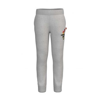 Lego pantaloni de trening din bumbac pentru copii culoarea gri, cu imprimeu