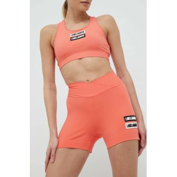 LaBellaMafia pantaloni scurți de antrenament Go On femei, culoarea portocaliu, cu imprimeu, high waist ieftini
