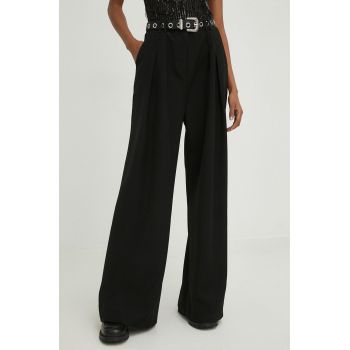 Answear Lab pantaloni x colecția limitată SISTERHOOD femei, culoarea negru, lat, high waist