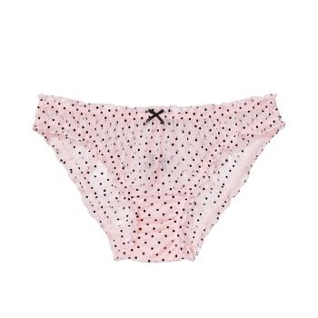 Flocked dot ruffled mesh cheekini panty l