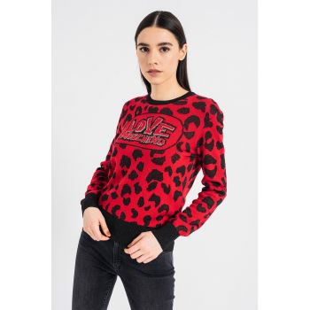 Pulover cu logo si animal print