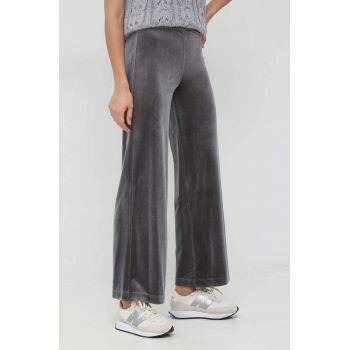 United Colors of Benetton pantaloni femei, culoarea gri, lat, high waist ieftina