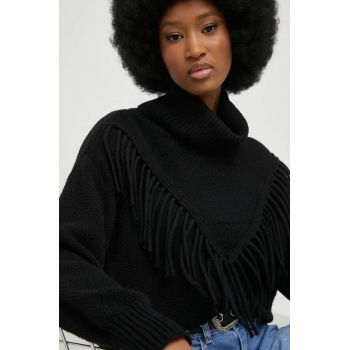 Answear Lab pulover femei, culoarea negru, călduros, cu guler