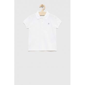 United Colors of Benetton tricou polo copii culoarea alb, neted