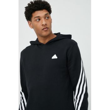 Adidas bluza barbati, culoarea negru, cu glugă, cu imprimeu